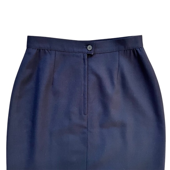Vintage Mr Jax High-Waisted Navy Knee-Length Wool Lined Pencil Skirt Fits Size 8 - Picture 9 of 11